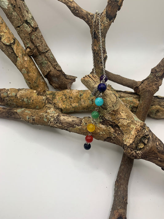 Gemstone Beads Charm 7 chakra stone Pendent Necklace Crystal Beads Jewerly Gift